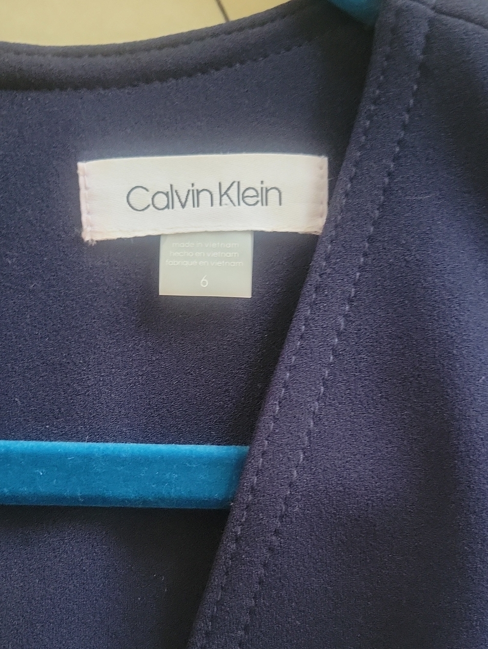 Calvin Klein Navy Sleeveless Wide-Leg Jumpsuit with Silver Accent - Picture 2 of 5